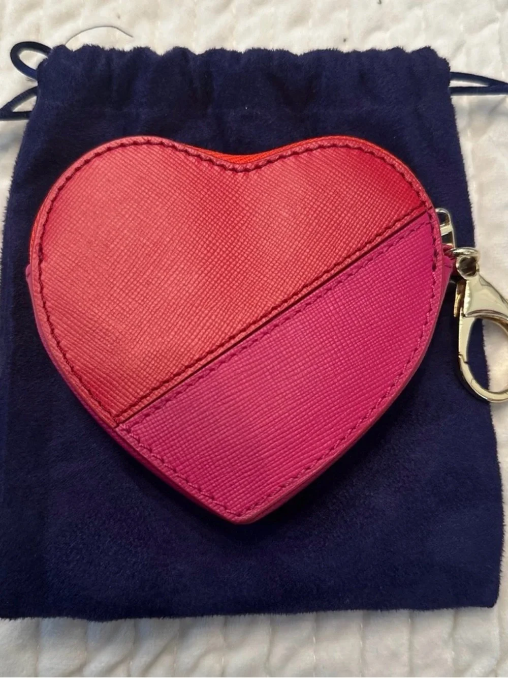 Tory Burch Two Tone Heart Shape Coin Case